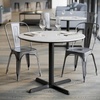 image:imageFlash Furniture Acadia 36 Round Indoor Dark Brown Tabletop with 30 x 30 Black Table Height X Base Seamless TopGuard HPL Top and EdgeWhite Faux MarbleBlack Base