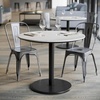 image:imageFlash Furniture Acadia 36 Round Indoor Gray Faux Concrete Tabletop with 24 Round Black Table Height Base Seamless TopGuard HPL Top and EdgeWhite Faux MarbleBlack Base