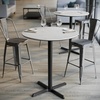 image:imageFlash Furniture Acadia 36 Round Indoor Gray Faux Concrete Tabletop with 30 x 30 Black Bar Height X Base Seamless TopGuard HPL Top and EdgeWhite Faux MarbleBlack Base