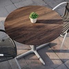 image:imageFlash Furniture Acadia 36 Round Indoor Outdoor White Faux Marble Tabletop with 30 x 30 Silver X Base Scratch Heat amp UV Resistant Seamless TopGuard HPL Top and EdgeDark BrownSilver Base