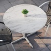 image:imageFlash Furniture Acadia 36 Round Indoor Outdoor White Faux Marble Tabletop with 30 x 30 Silver X Base Scratch Heat amp UV Resistant Seamless TopGuard HPL Top and EdgeWhite Faux MarbleSilver Base