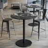 image:imageFlash Furniture Acadia 36 Round Indoor White Faux Marble Tabletop with 24 Round Black Bar Height Base Seamless TopGuard HPL Top and EdgeBlack Faux MarbleBlack Base
