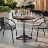 image:imageFlash Furniture Acadia 36 Round White Faux Marble Tabletop TopGuard HPL Seamless Edge Scratch amp Stain Resistant AllWeather Durability Commercial GradeDark Brown