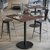 image:imageFlash Furniture Acadia 36 Square Indoor Dark Brown Tabletop with 24 Round Black Bar Height Base Seamless TopGuard HPL Top and EdgeDark BrownBlack Base