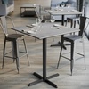 image:imageFlash Furniture Acadia 36 Square Indoor Dark Brown Tabletop with 30 x 30 Black Bar Height X Base Seamless TopGuard HPL Top and EdgeGray Faux ConcreteBlack Base