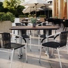 image:imageFlash Furniture Acadia 48x30 Indoor Outdoor Gray Faux Concrete Tabletop with Dual 5x22 Silver T Bases Scratch Heat amp UV Resistant Seamless TopGuard Top and EdgeDark BrownSilver Base