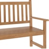 image:imageFlash Furniture Adele Commercial IndoorOutdoor Acacia Wood Bench 2Person Slatted Patio Loveseat for Use in Yard Garden Porch or Park BrownBrown