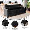 image:imageFlash Furniture Agent Reception Sofa with Left and Right Side Charging Stations Dual AC and USB Ports Plus USBC Port Lobby Sofa with Hardwood Frame Raised Wooden Feet Black LeatherSoftBlack