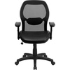 image:imageFlash Furniture Albert MidBack Black Super Mesh Executive Swivel Office Chair with Adjustable Lumbar amp ArmsBlack LeathersoftMesh