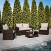 image:imageFlash Furniture Aransas Series 4 Piece Brown Patio Set with Beige Back Pillows and Seat CushionsBrownBeige