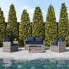image:imageFlash Furniture Aransas Series 4 Piece Brown Patio Set with Beige Back Pillows and Seat CushionsLight GrayNavy