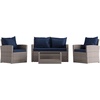 image:imageFlash Furniture Aransas Series 4 Piece Brown Patio Set with Beige Back Pillows and Seat CushionsLight GrayNavy