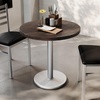 image:imageFlash Furniture Bennett 30 Round Solid Wood Commercial Indoor Tabletop in Dark Brown with 18 Round Dining Height Black Cast Iron Base 300 lb Static CapacityDark Brown TopSilver Base