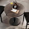 image:imageFlash Furniture Bennett 30 Round Solid Wood Commercial Indoor Tabletop in Dark Brown with 18 Round Dining Height Black Cast Iron Base 300 lb Static CapacityDark Brown TopBlack Base