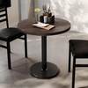 image:imageFlash Furniture Bennett 30 Round Solid Wood Commercial Indoor Tabletop in Dark Brown with 18 Round Dining Height Black Cast Iron Base 300 lb Static CapacityDark Brown TopBlack Base