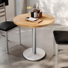 image:imageFlash Furniture Bennett 30 Round Solid Wood Commercial Indoor Tabletop in Dark Brown with 18 Round Dining Height Black Cast Iron Base 300 lb Static CapacityNatural TopSilver Base