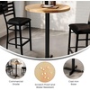 image:imageFlash Furniture Bennett 30 Round Solid Wood Commercial Indoor Tabletop in Dark Brown with 22 x 22 Bar Height Black Cast Iron X Base 300 lb Static CapacityNatural TopBlack Base