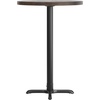 image:imageFlash Furniture Bennett 30 Round Solid Wood Commercial Indoor Tabletop in Dark Brown with 22 x 22 Bar Height Black Cast Iron X Base 300 lb Static CapacityDark Brown TopBlack Base