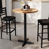 image:imageFlash Furniture Bennett 30 Round Solid Wood Commercial Indoor Tabletop in Dark Brown with 22 x 22 Bar Height Black Cast Iron X Base 300 lb Static CapacityNatural TopBlack Base