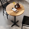 image:imageFlash Furniture Bennett 30 Round Solid Wood Commercial Indoor Tabletop in Dark Brown with 22 x 22 Bar Height Black Cast Iron X Base 300 lb Static CapacityNatural TopBlack Base