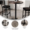 image:imageFlash Furniture Bennett 30 Round Solid Wood Commercial Indoor Tabletop in Dark Brown with 22 x 22 Bar Height Black Cast Iron X Base 300 lb Static CapacityDark Brown TopBlack Base