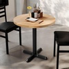 image:imageFlash Furniture Bennett 30 Round Solid Wood Commercial Indoor Tabletop in Natural with 22 x 22 Dining Height Black Cast Iron X Base 300 lb Static CapacityNatural TopBlack Base
