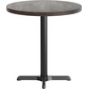 image:imageFlash Furniture Bennett 30 Round Solid Wood Commercial Indoor Tabletop in Natural with 22 x 22 Dining Height Black Cast Iron X Base 300 lb Static CapacityDark Brown TopBlack Base