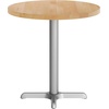 image:imageFlash Furniture Bennett 30 Round Solid Wood Commercial Indoor Tabletop in Natural with 22 x 22 Dining Height Black Cast Iron X Base 300 lb Static CapacityNatural TopSilver Base