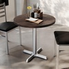 image:imageFlash Furniture Bennett 30 Round Solid Wood Commercial Indoor Tabletop in Natural with 22 x 22 Dining Height Black Cast Iron X Base 300 lb Static CapacityDark Brown TopSilver Base