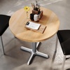 image:imageFlash Furniture Bennett 30 Round Solid Wood Commercial Indoor Tabletop in Natural with 22 x 22 Dining Height Black Cast Iron X Base 300 lb Static CapacityNatural TopSilver Base
