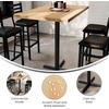 image:imageFlash Furniture Bennett 30 x 48 Solid Wood Commercial Indoor Tabletop in Dark Brown with 235 x 295 Bar Height Black Cast Iron X Base 300 lb Static CapacityNatural TopBlack Base