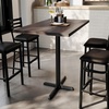 image:imageFlash Furniture Bennett 30 x 48 Solid Wood Commercial Indoor Tabletop in Dark Brown with 235 x 295 Bar Height Black Cast Iron X Base 300 lb Static CapacityDark Brown TopBlack Base