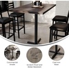 image:imageFlash Furniture Bennett 30 x 48 Solid Wood Commercial Indoor Tabletop in Dark Brown with 235 x 295 Bar Height Black Cast Iron X Base 300 lb Static CapacityDark Brown TopBlack Base