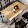 image:imageFlash Furniture Bennett 30 x 48 Solid Wood Commercial Indoor Tabletop in Dark Brown with 235 x 295 Bar Height Black Cast Iron X Base 300 lb Static CapacityNatural TopBlack Base