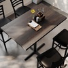 image:imageFlash Furniture Bennett 30 x 48 Solid Wood Commercial Indoor Tabletop in Dark Brown with 235 x 295 Bar Height Black Cast Iron X Base 300 lb Static CapacityDark Brown TopBlack Base