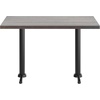 image:imageFlash Furniture Bennett 30 x 48 Solid Wood Commercial Indoor Tabletop in Dark Brown with Dual 5 x 22 Dining Height Black Cast Iron T Bases 400 lb Static CapacityDark Brown TopBlack Base