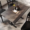 image:imageFlash Furniture Bennett 30 x 48 Solid Wood Commercial Indoor Tabletop in Dark Brown with Dual 5 x 22 Dining Height Black Cast Iron T Bases 400 lb Static CapacityDark Brown TopBlack Base