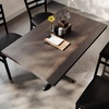 image:imageFlash Furniture Bennett 30 x 48 Solid Wood Commercial Indoor Tabletop in Natural with 2375 x 295 Dining Height Black Cast Iron X Base 300 lb Static CapacityDark Brown TopBlack Base