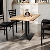image:imageFlash Furniture Bennett 30 x 48 Solid Wood Commercial Indoor Tabletop in Natural with 27 x 15 Dual Column Table Height Black Cast Iron Base 300 lb Static CapacityNatural TopBlack Base