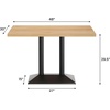 image:imageFlash Furniture Bennett 30 x 48 Solid Wood Commercial Indoor Tabletop in Natural with 27 x 15 Dual Column Table Height Black Cast Iron Base 300 lb Static CapacityNatural TopBlack Base