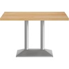 image:imageFlash Furniture Bennett 30 x 48 Solid Wood Commercial Indoor Tabletop in Natural with 27 x 15 Dual Column Table Height Black Cast Iron Base 300 lb Static CapacityNatural TopSilver Base