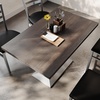 image:imageFlash Furniture Bennett 30 x 48 Solid Wood Commercial Indoor Tabletop in Natural with 27 x 15 Dual Column Table Height Black Cast Iron Base 300 lb Static CapacityDark Brown TopSilver Base