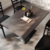 image:imageFlash Furniture Bennett 30 x 48 Solid Wood Commercial Indoor Tabletop in Natural with 27 x 15 Dual Column Table Height Black Cast Iron Base 300 lb Static CapacityDark Brown TopBlack Base