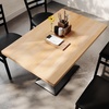 image:imageFlash Furniture Bennett 30 x 48 Solid Wood Commercial Indoor Tabletop in Natural with 27 x 15 Dual Column Table Height Black Cast Iron Base 300 lb Static CapacityNatural TopBlack Base