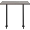 image:imageFlash Furniture Bennett 30 x 48 Solid Wood Commercial Indoor Tabletop in Natural with Dual 5 x 22 Bar Height Black Cast Iron T Bases 400 lb Static CapacityDark Brown TopBlack Base