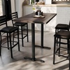 image:imageFlash Furniture Bennett 30 x 48 Solid Wood Commercial Indoor Tabletop in Natural with Dual 5 x 22 Bar Height Black Cast Iron T Bases 400 lb Static CapacityDark Brown TopBlack Base