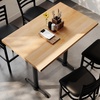 image:imageFlash Furniture Bennett 30 x 48 Solid Wood Commercial Indoor Tabletop in Natural with Dual 5 x 22 Bar Height Black Cast Iron T Bases 400 lb Static CapacityNatural TopBlack Base