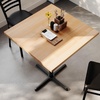 image:imageFlash Furniture Bennett 36 Square Solid Wood Commercial Indoor Tabletop in Natural with 30 x 30 Bar Height Black Cast Iron X Base 400 lb Static CapacityNatural TopBlack Base