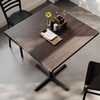 image:imageFlash Furniture Bennett 36 Square Solid Wood Commercial Indoor Tabletop in Natural with 30 x 30 Bar Height Black Cast Iron X Base 400 lb Static CapacityDark Brown TopBlack Base