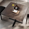 image:imageFlash Furniture Bennett 36 Square Solid Wood Commercial Indoor Tabletop in Natural with 30 x 30 Dining Height Black Cast Iron X Base 400 lb Static CapacityDark Brown TopBlack Base